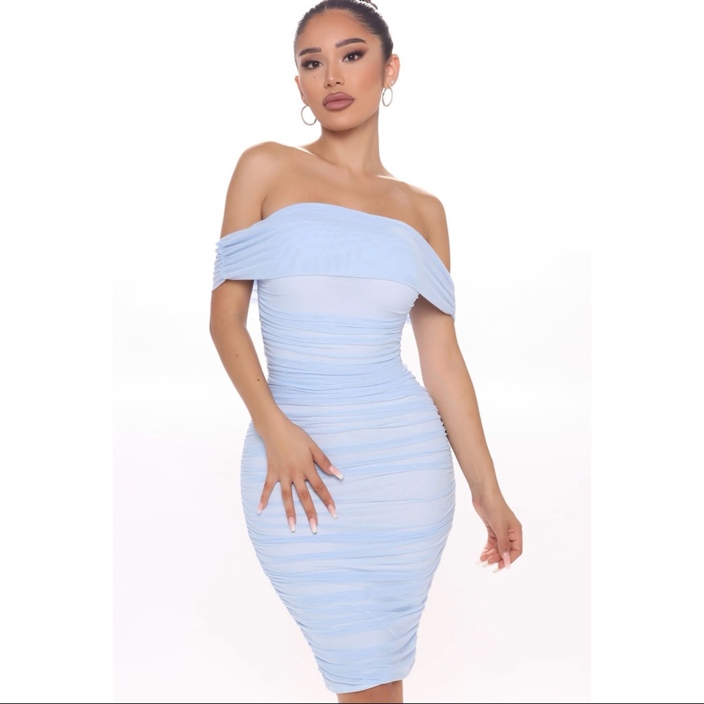 FASHION NOVA READY AND RUSHED MESHED MIDI DRESS - Picture 3 of 3